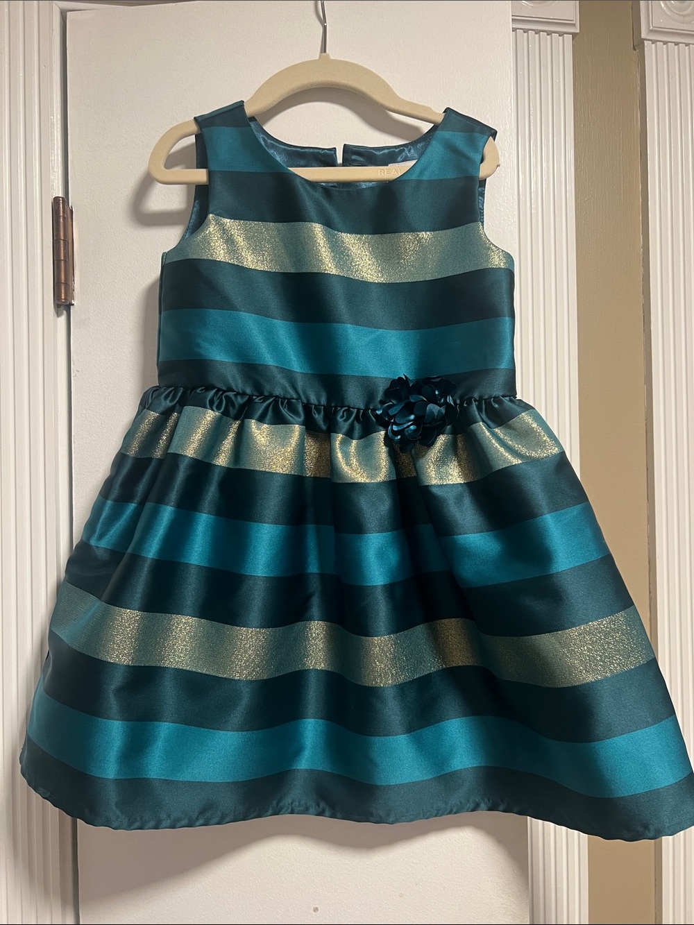 The Children's Place Teal, Green & Gold Striped Party Dress